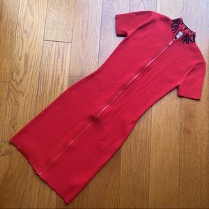 Ribbed Stretch-viscose Zip-front Dress